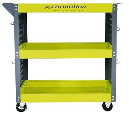 Carmotion Chariot d'atelier mobile - Chariot à outils vide avec parois latérales - Équipement d'atelier pratique - Chariot à outils avec crochets - Chariot d'atelier en métal - Organisateur d'outils