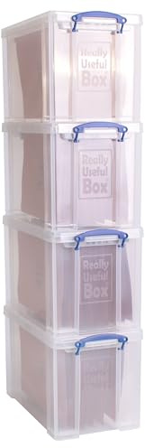 Really Useful Box Kunststoff-Aufbewahrung, 24 Liter, transparent, mit 10 Hängemappen, 2 Stück