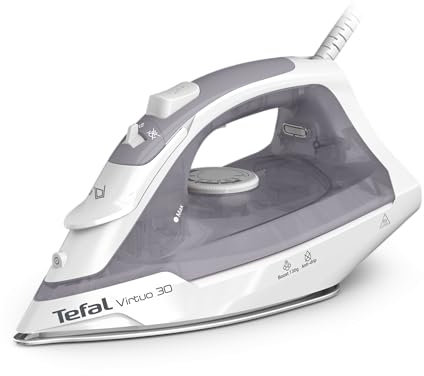 Tefal Virtuo 30, Steam Iron, 130 g/min Steam Boost, 27 g/min Continuous Steam, 240ml Water Tank, Ceramic Soleplate, Anti-drip, Precision tip, Vertical steaming, White & Purple, FV2C47G0