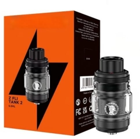 For Geekvape Z Fli Tank 2 Atomizador 5,5 ML (Negro Brillante) Z Coil 0,15Ω/0,4Ω Preciso control de flujo de aire Actualización Flip Top Cap A prueba de fugas Excepcional sabor Original - No Nicotine