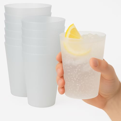 450 Vasos Reutilizables 480 ml Sanjoma | Plástico Duro y Transparente Reforzado | Resistentes y Duraderos Aptos para lavavajillas | Ideales para Cubatas, Cerveza, Sidra, Fiestas y Eventos | Sin BPA