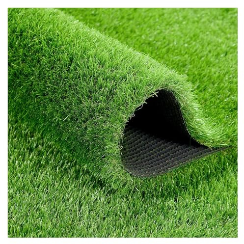Tappeto in erba artificiale realistico, 0,9 x 1,5 m, resistente, per interni ed esterni, per patio, balcone, giardino, lussureggiante prato sintetico verde per una facile manutenzione ed estetica
