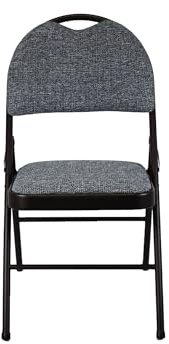 Meta Heavy Duty Folding Chair with Padded Fabric Seat & Backrest – Steel Frame, Comfortable Office, Dining, Study & Party Chair, Supports Heavyweight Persons (1, Blue)