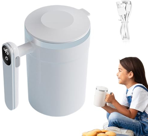 Zyntora Taza De Café Con Automezclado | Mezclador Magnético Automático Para Latte De 400ml | Taza de Mezcla Magnética con Pantalla LCD de Temperatura | Para Bebidas De Café Té Chocolate Caliente En