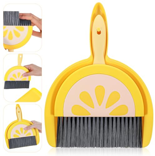 Ouligay Mini Handfeger und Schaufel, Kehrblech und Handfeger Klein Tischbesen mit Schaufel, Mini Besen Kehrschaufel Set, Tischkehrset für Haus, Büro, Schule, Haustier Reinigung