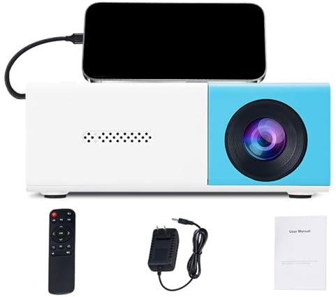 Mini Projector 1080P with 4K Support, Portable Video Projector for Phone, Mini Projectors for Bedroom Compatible with HDMI/AV/TV Stick/iOS/Android/USB (Blue)