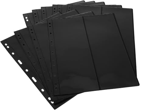 Anneome Álbum de Sellos 10 Páginas Interiores Negras de Doble Cara, 9 Compartimentos Verticales para Organización, Fundas Protectoras Flexibles para Colección y Almacenamiento