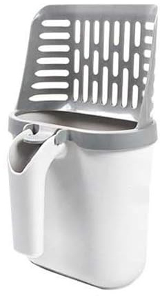 Annadue Cat Litter Scooper and Box 2 in 1, Integrated Cat Litter Shovel with Waste Can, Box Scoop for Easy Waste Disposal, Odor Free Storage (with Baffle and 8 Rolls Garbage Bags)