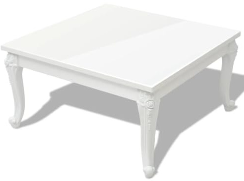 vidaXL Hochglanz Couchtisch Beistelltisch Kaffeetisch Wohnzimmer 80x80x42cm Weiß
