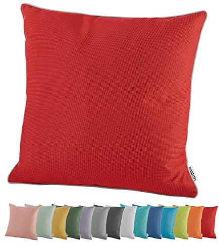 heimtexland Outdoor Dekokissen Lotus Effekt Gartenkissen Typ551 Rot | Lounge Outdoorkissen 45x45 wetterfest schmutz- und wasserabweisend Garten Kissen waschbar inkl. bequemer Füllung