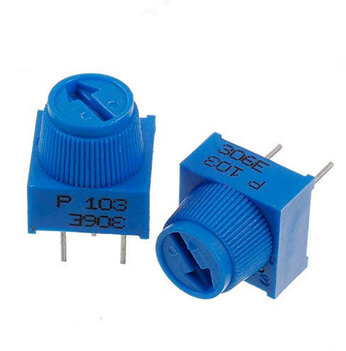 BOJACK 10K Ohm Breadboard Trim Potentiometer with Knob for Arduino P103 3 Terminal pin Blue Variable Resistors (Pack of 10)