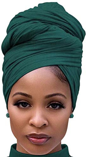 DRESHOW Enveloppement de Cheveux pour Noir Femmes Écharpe Extensible Turban Élastique Écharpe Wrap de Cheveux Longs Turban Doux de Couleur