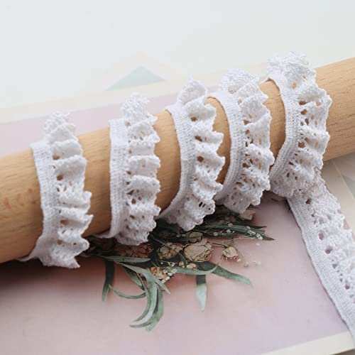 ToBeIT Vintage spetsband av bomull – spetsband, dekorativt band, dekorband, spetstyg, spetskant för sömnad, hantverk, bröllop, dekoration, scrapbooking, presentförpackning (vit/10 meter)