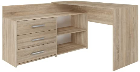 CDF Schreibtisch DANY 120x50x76 cm – Eckschreibtisch mit 3 Schubladen, modern & funktional, in Eiche Sonoma, stabil & pflegeleicht, ideal für Kinderzimmer oder Homeoffice