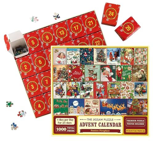 Jigsaw Advent Calendar 2023, Christmas Advent Calendar Jigsaw Puzzle Christmas Countdown Calendars Jigsaw 24 Boxes Puzzles for Adults and Kids Christmas Surprise Gifts Home Decoration