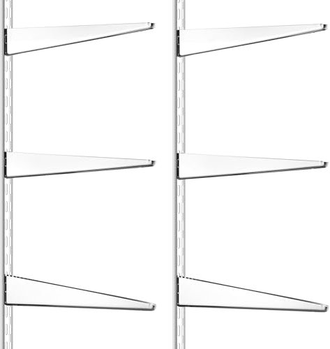 Colingmill 2 Pcs Twin Rail Upright Wall Shelving System 47.5 Inch with 6 Pcs Shelf Bracket 14.5 Inch Heavy Duty Adjustable Storage Rack Metal Support System for Kitchen Closet Home Indoor (Sliver)