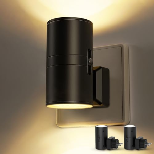 LOHAS-LED Luce Notturna Dimmerabile Con Sensore Crepuscolare, 2 Pezzi, 0-100 lm, Bianca Calda 3000K, Presa Interna per Corridoio, Camera da Letto