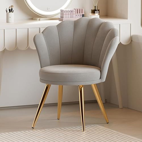 Aivermeil Esszimmerstühle Samt • Muschelsessel mit Rückenlehne & Armlehnen • Schminktisch Stuhl • Polstersessel Elegant • Akzentstuhl mit Gold Metallbeinen Accent Chair • Grau
