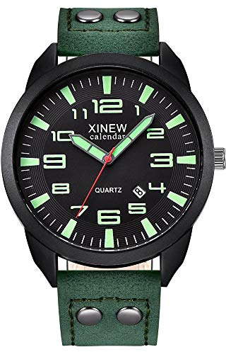 Läder analog herrklockor datumklocka vardaglig affärer handled kvarts herrklocka Aw1351-56w, c, En storlek