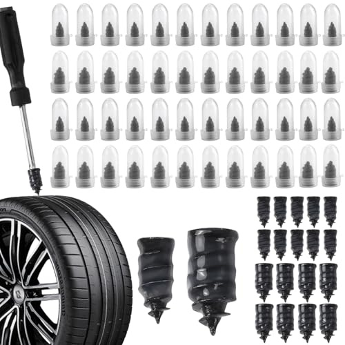 70 Pezzi Chiodi per Riparazione Pneumatici Sottovuoto con Cacciavite, Ripara Gomme Auto, Kit Riparazione Gomme Moto, 2 Misure di Tubeless Kit Riparazione Gomme Auto, Adatto per Auto, Moto, Biciclette