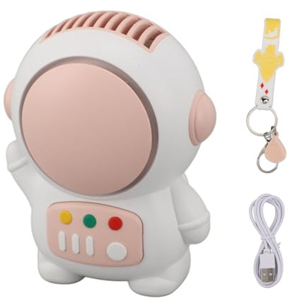 LIYJTK Mini ventilador de astronauta rosa, recargable por USB, silencioso, sin aspas, 2 ajustes de velocidad, ventilador de astronauta portátil para exteriores