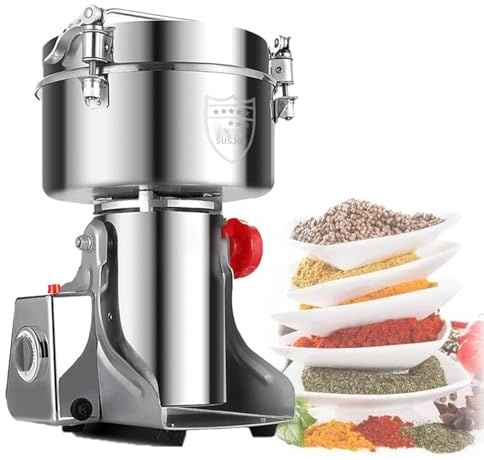 Commercial Spice Grinder Mill Powder Machine with Overload Protection for Spice, Herb, and Coffee