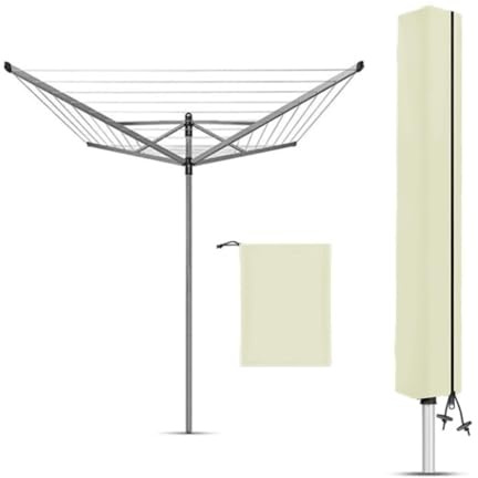Schutzhülle für Wäscheschirme, Abdeckung für Wäschespinne Hülle Wetterfeste Außenbereich Drehbare Wäscheleine Abdeckung(Beige)
