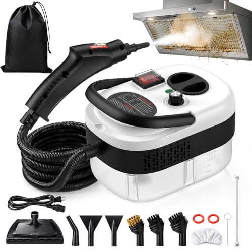 Easywox Limpiador de vapor de mano de 2500 W para el hogar, pistola de vapor de alta presión de 6 niveles, máquina de vapor con tanque de 40 onzas, vaporizador portátil para detalles y limpieza de