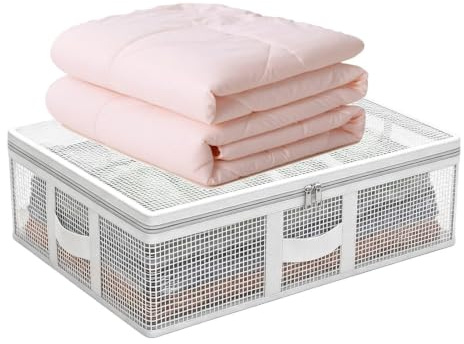 Vikbar låda stil arrangör – transparent under-säng förvaringsväska | Under säng förvaringsväska transparent dragkedja under sängkläderna förvaring för quiltning säng bekväm rörlig högskola