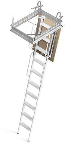 Mister Step scala retrattile 4P con struttura rigida a 4 pezzi e corrimano (100 x 50 cm. bianco)