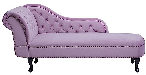 Beliani Retro Chaiselongue Samtstoff Chesterfield Style linksseitig violett Nimes