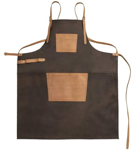 Petromax Büffelleder Schürze – Robuste Kochschürze mit Nackenschlaufe & Taschen. Optimaler Schutz für deine Outdoor-Küche