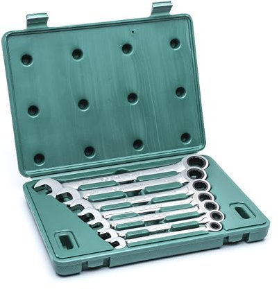 SATA ST09023SJ Ratschen Ringmaulschlüssel, Gabelringschlüssel, Gabelschlüssel, Schraubenschlüssel Set 5/16/7,937 mm - 3/4/19,05 mm, 7 Tlg.