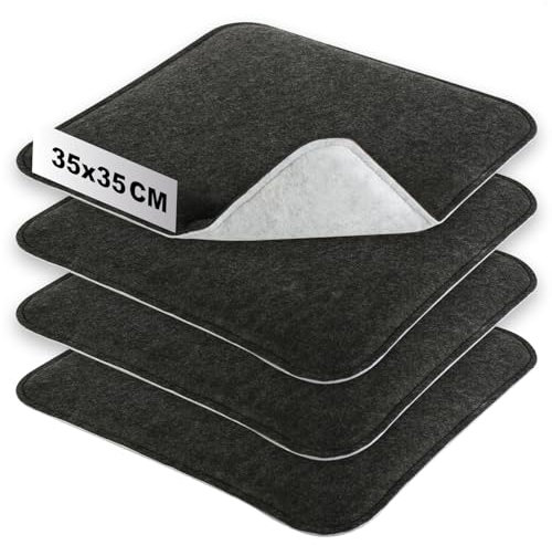 com-four® 4X Gepolstertes Sitzkissen 35 x 35 - Stuhlkissen für Stühle und Bänke - Sitzkissen-Set aus Filz - Eckige Sitzpolsterauflage für Esszimmer, Garten, Terrasse, Balkon