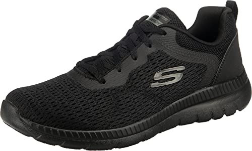 Skechers Women's Bountiful Quick Path Trainers, Black Engineered Mesh/Duraleather/Trim, 6 UK