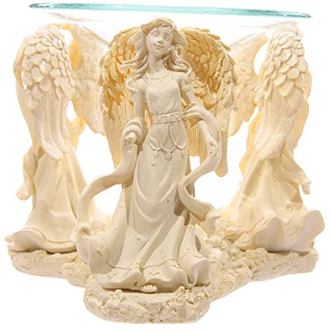 EliteKoopers 1Pcs Cream Angel Design Oil Burner with Glass Dish For Home Decor Item