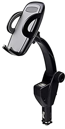 MOVKZACV Kfz-Handyhalterung, 2-in-1-Dual-USB-Ladegerät mit verstellbarer Halterung, 360-Grad-Bewertung, universeller Kfz-Zigarettenanzünder-Ständer (schwarz)