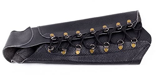 CENPEK Svart bågskytte armskydd justerbart koläder antikt armband 30 cm