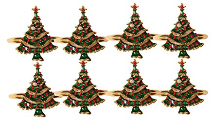 Betos Serviettenringe für Weihnachten, 8 Stück, Weihnachtsbäume, Serviettenhalter, Metalllegierung, Serviettenringhalter, Serviettenschnallen, Esstischdekoration, Weihnachtsparty-Zubehör