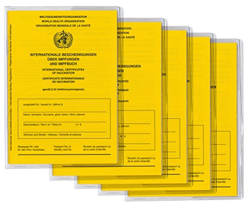 Welsberg SET 5x Impfpass und 5x Ausweishülle - Schutzhülle transparent Klar für Internationale Bescheinigung über Impfungen und Impfbuch