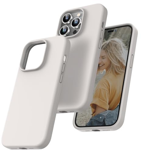 TOCOL Silicone for iPhone 14 Pro Max Case 6.7-Inch, Liquid Silicone Multi-Color Slim Silky-Soft Touch Anti-Scratch Shockproof Protective Phone Cover, Stone