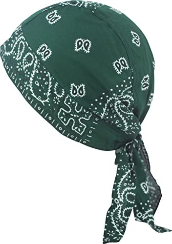 fashionchimp Zandana aus 100% Baumwolle, Bandana-Kopftuch, Bikertuch für Damen und Herren, Muster-Print (Grün-Paisley)