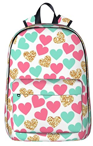 NYHGOXM Rucksack mit Herz-Aufdruck, wasserabweisend, Laptop-Rucksack, Schulanfang und Universität, Schwarz , One size