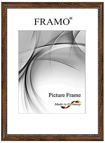 FRAMO Barock Bilderrahmen 70 x 100 cm aus Massivholz | Braun-Gold | Farbe/Größe wählbar | Retro Vintage Antik Rahmen N°113