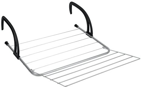 Metaltex Seram Wäschetrockner für Heizung & Balkon, verstellbar und ausklappbar, Schwarz, Silber