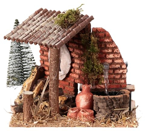 Brunnen mit Schutzdach, Krippenbrunnen, für 8 cm Krippe, 15x20x15 cm
