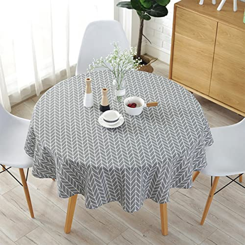 Round Tablecloth 47'' 59'' 39'' Washable Table Cloth Simple Style Cotton Linen Fabric Circular Table Cover for Indoor and Outdoor Home Party Picnic Dining Room(120cm,grey)