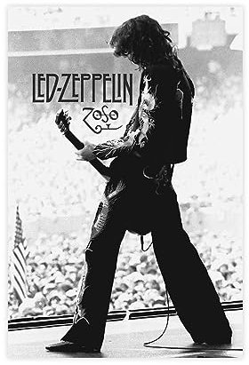 TONFON Jimmy Page Guitarist LED-Poster & Zeppelin-Band, Wandkunst-Deco-Poster, Leinwand, Schlafzimmer, Dekoration, Sport, Landschaft, Büro, Raumdekoration, Geschenk, ungerahmt, 30 x 45 cm