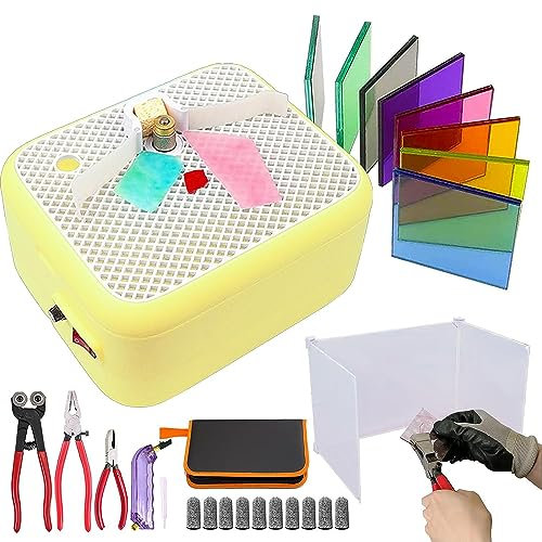 Art DIY Grinding Shaping, 2 en 1 Mini máquina de molinillo de vidrieras, juego de herramientas de vidrieras con molinillo de ángulo de vidrio (agua automática/superficie de trabajo grande) y kit