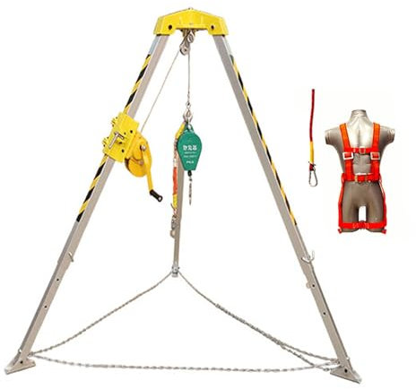 ZAQYCM Trépied de Sauvetage 1200LBS Treuil Trépied De Sauvetage avec Protection Contre Les Chutes Et Ceinture De Sécurité, Trépied De Levage en Aluminium pour Espaces Confinés